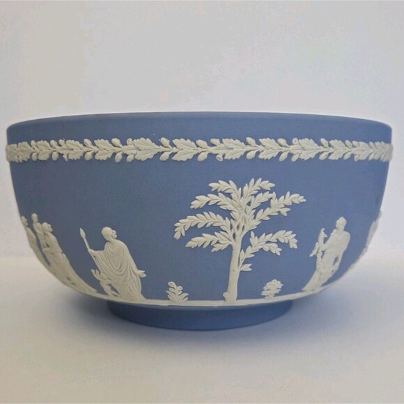 VTG Wedgwood Jasperware Bowl Aprox 8" The Sacrifice Greek Design 1972 Blue Matte - Picture 4 of 11